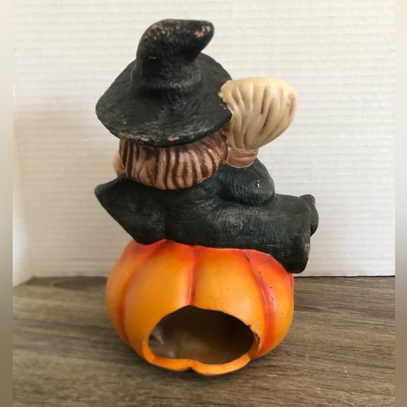 Vtg Halloween Witch and Jack O’Lantern Candle Holder - Picture 6 of 16